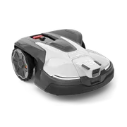 Front view of a robotic lawn mower.