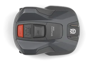 Top view of a Husqvarna robotic lawn mower.