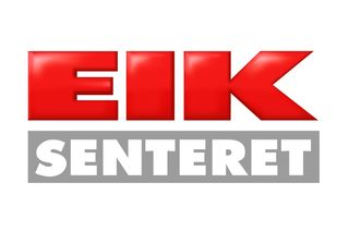 EIK SENTERETS logo med rød «EIK» over en grå strek med ordet «SENTERET».