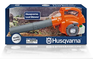 Front view of a Husqvarna leaf blower in its packaging.