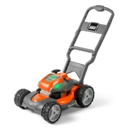 Front view of a Husqvarna battery-powered lawn mower with AWD feature.