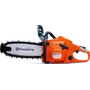 Side view of a Husqvarna chainsaw model 440, showcasing its ergonomic handle and chain.
