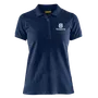 Vorderansicht eines marineblauen Poloshirts mit Husqvarna Logo auf der Brust.