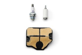 Top view of a spark plug and a filter element.
