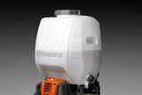 Вигляд спереду ранцевого обприскувача Husqvarna з видимими баком і двигуном.