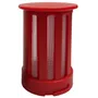 Front view of a cylindrical filter with mesh panels.