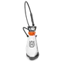 Front view of a Husqvarna garden sprayer with a long nozzle and handle.