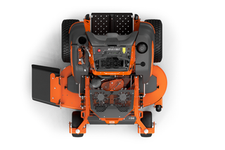 Top view of a Husqvarna commercial front mower with visible cutting deck and components.