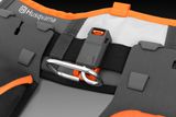 Close-up of a Husqvarna product showcasing its design details.