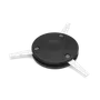 Draufsicht auf die Mähscheibe eines Mähroboters mit drei Klingen.