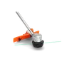 Close-up view of a grass trimmer head with cutting line.