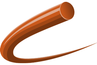 Decorative element with a curved brown shape.