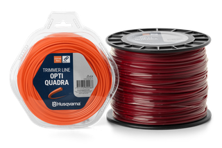 Two spools of Husqvarna trimmer line, one in packaging and one on a reel.