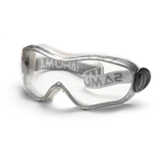 Widok z boku gogli ochronnych z regulowanym paskiem.