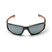 Front view of protective eyewear with tinted lenses.