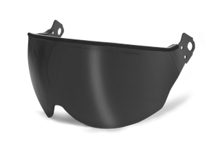 Front view of a protective visor designed for safety helmets.