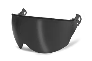 Front view of a protective visor designed for safety helmets.