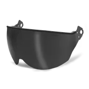 Front view of a protective visor designed for safety helmets.