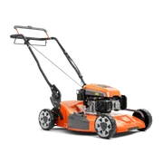 Страничен изглед на косачка Husqvarna с регулируема дръжка и здрави колела.