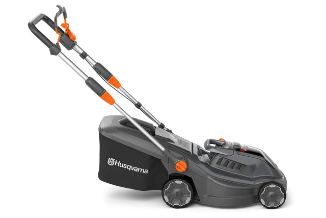 Pogled na stran baterijske vrtne kosilnice Husqvarna.
