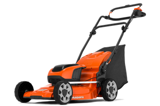 Vue latérale d’une tondeuse à batterie Husqvarna.