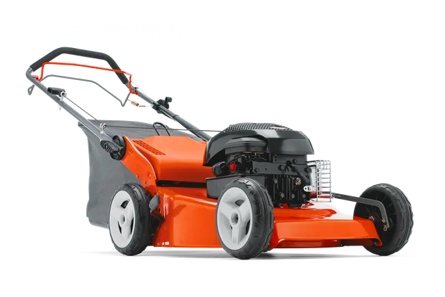Husqvarna LC 146S. Πλευρική όψη χλοοκοπτικού με τσάντα συλλογής γρασιδιού.
