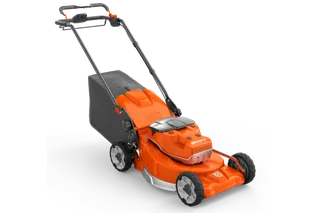 Husqvarna akutoitel muruniiduki külgvaade.