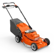 Husqvarna akutoitel muruniiduki külgvaade.