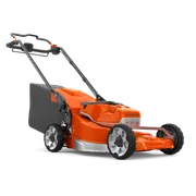 Husqvarna akutoitel muruniiduki külgvaade.