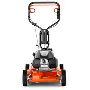 HUSQVARNA KLIPPO LB 553S e. Front view of a lawn mower with a handle and visible engine components.