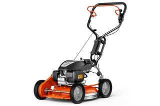 HUSQVARNA KLIPPO LB 548S e. Side view of a lawn mower with a handle and visible engine components.