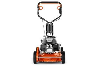 HUSQVARNA KLIPPO LB 548S e. Rear view of a lawn mower with visible handle and wheels.