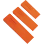 Top view of three Husqvarna felling wedges of different sizes.