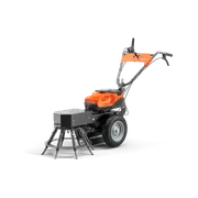 Front view of a Husqvarna commercial front mower with cutting deck.