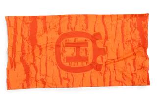 Decorative element with abstract pattern and logo design.