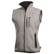 Vue de face d’un gilet sans manches Husqvarna avec poches zippées.