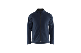 Husqvarna Fleecejacke marine. Front view of a fleece jacket with a full-length zipper and side pockets.