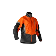 Darbo striukės su sustiprintomis rankovėmis ir aukšta apykakle vaizdas iš priekio.