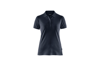 Husqvarna Poloshirt Damen, marine. Vorderansicht eines Poloshirts mit geknöpftem Kragen, geeignet für Arbeitskleidung.