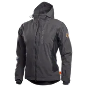 Vue de face d’une veste de travail Husqvarna avec capuche et logo.