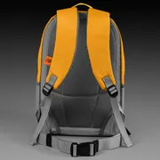 Rückansicht eines Rucksacks mit verstellbaren Gurten und Hüftgurt.