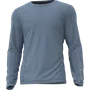 Vue de face d’une chemise de travail à manches longues avec coutures apparentes.