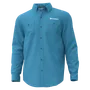 Vue de face d’une chemise à manches longues de marque Husqvarna avec poches boutonnées.