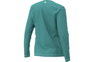 Vue arrière d’une chemise à manches longues avec la marque Husqvarna à l’arrière.