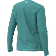 Vue arrière d’une chemise à manches longues avec la marque Husqvarna à l’arrière.