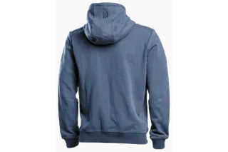 Rear view of a hoodie with Husqvarna logo on the hood.