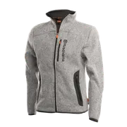 Front view of a Husqvarna branded fleece jacket with zippered pockets.