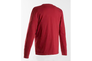 Achteraanzicht van een shirt met lange mouwen.