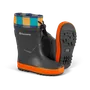 Vista frontal e traseira das botas de borracha com sola texturizada da marca Husqvarna.