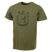 Front view of a t-shirt with Husqvarna logo.